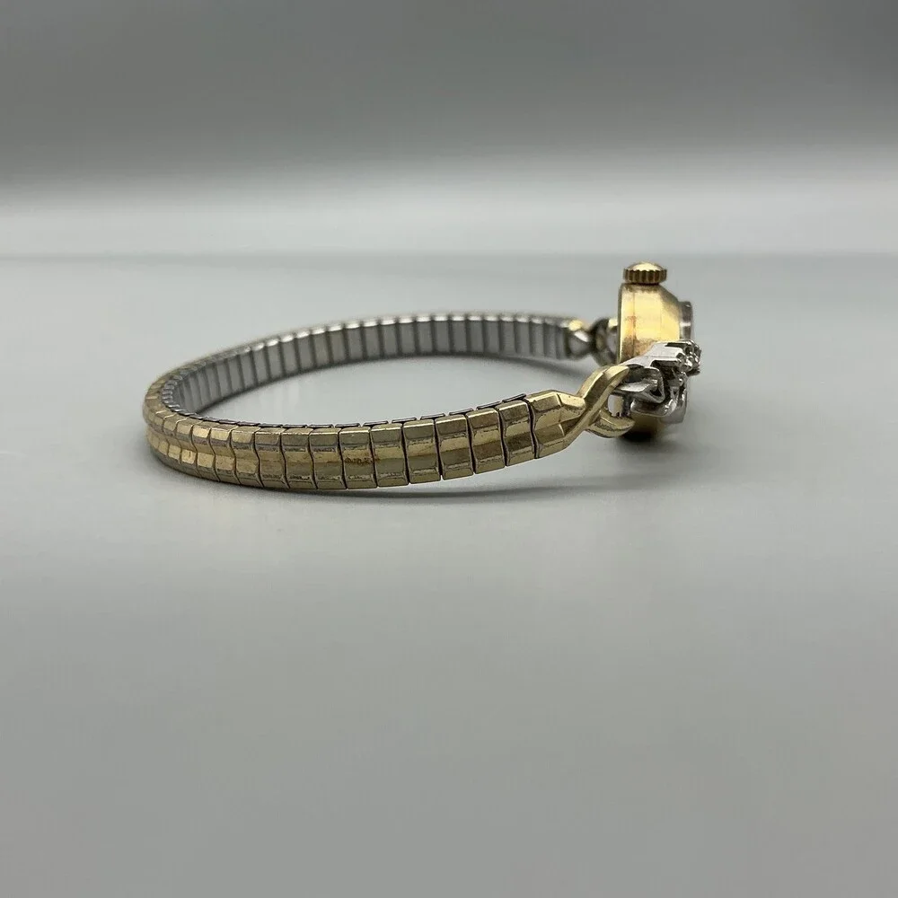 Vintage Bulova La Petite OV 23 Watch Womens 13mm 14K Gold Diamond Manual Wind